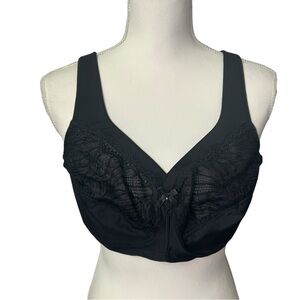 GLAMORISE wirefree black bra 40C     Womens Plus-Size Embroidered MagicLift NWOT